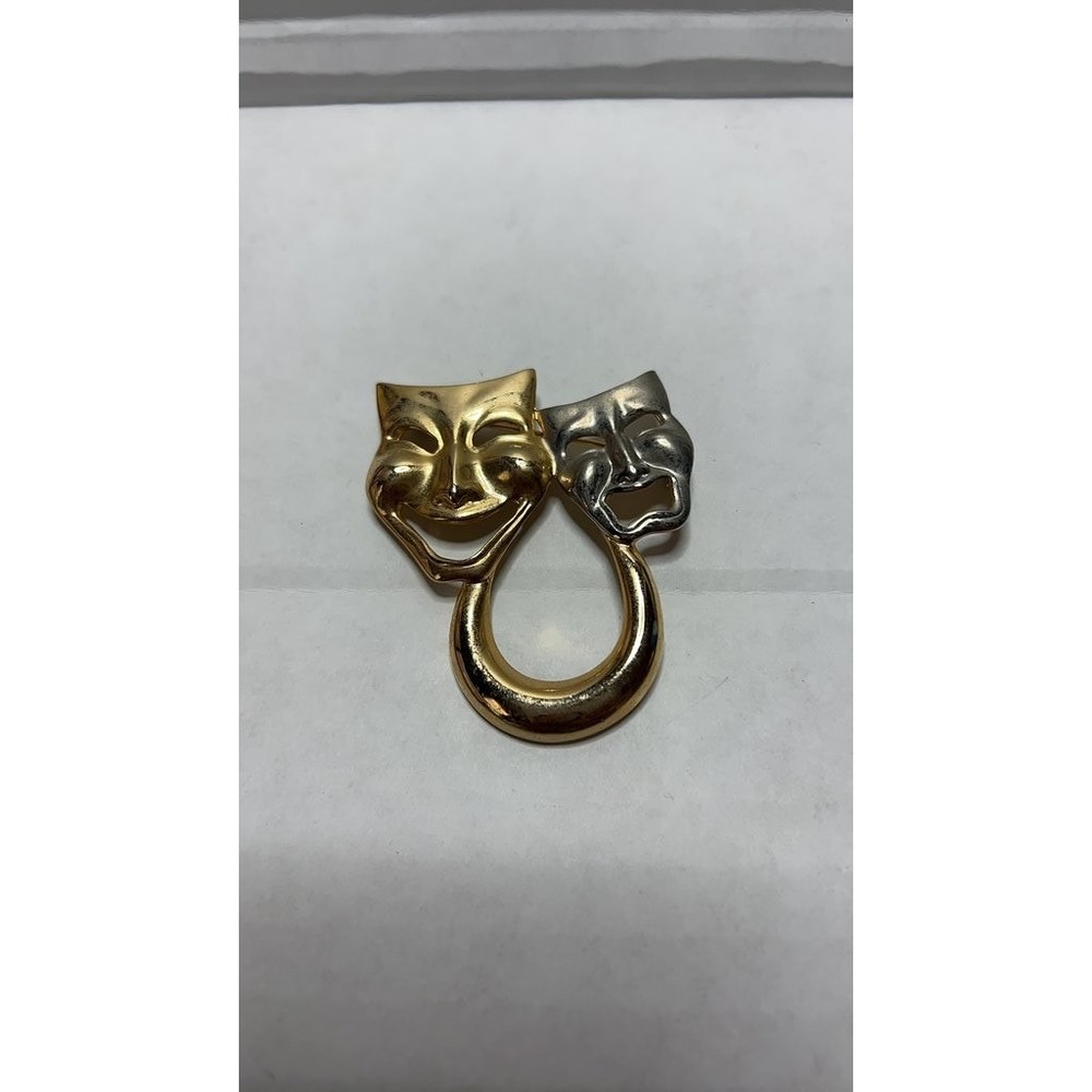Vintage Comedy and Tragedy Mask Brooch
